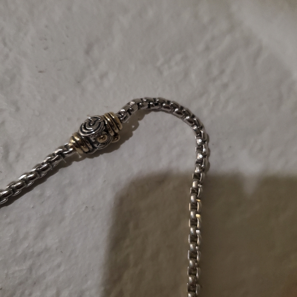 John Medeiros Two-Tone Silver & Gold Pendant Necklace with Crystal Accents - Picture 7 of 10